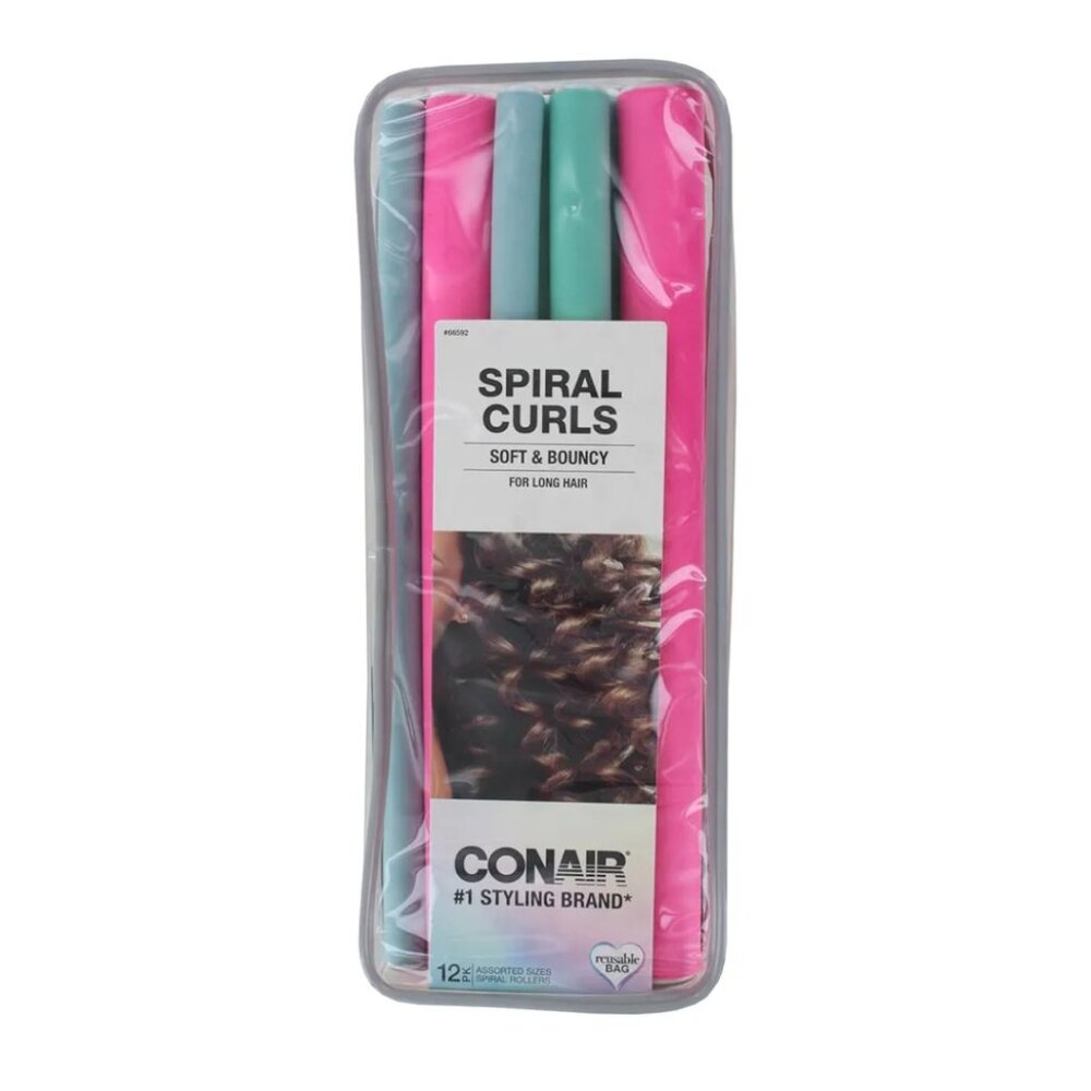 CONAIR SPIRAL ROLLERS | FLEXIBLE CURLERS FOR LONG HAIR & NO-HEAT WAVES 12 COUNT